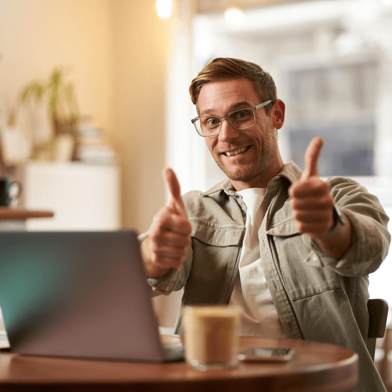 Happy Thumbs Up Client