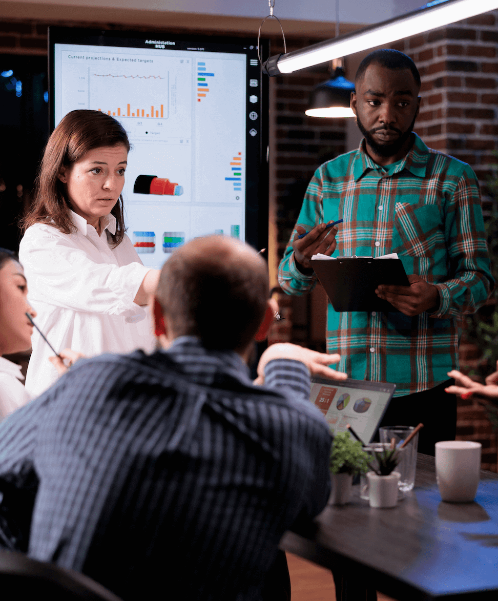 People in a meeting.